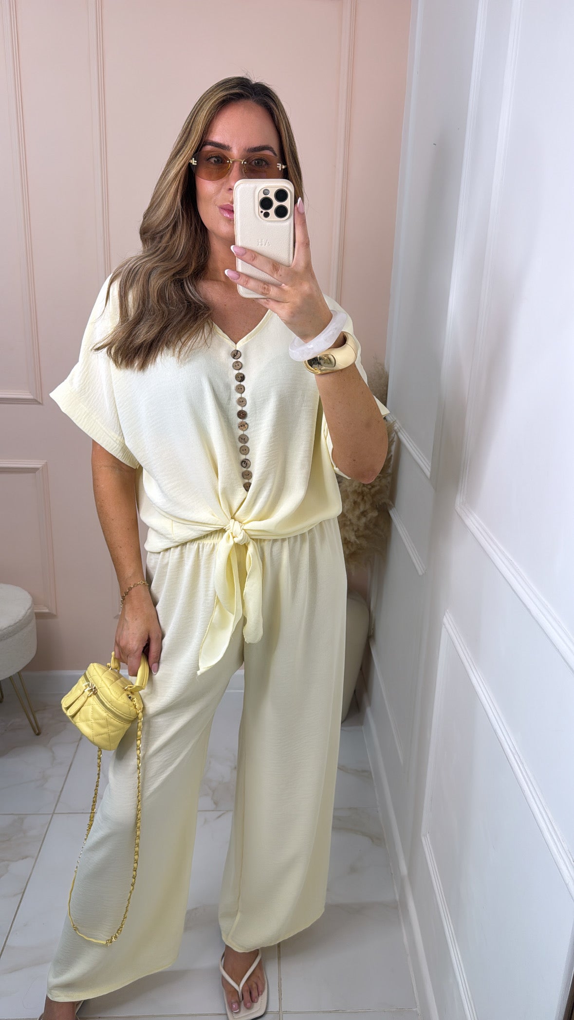 PENELOPE lemon tie front trouser set
