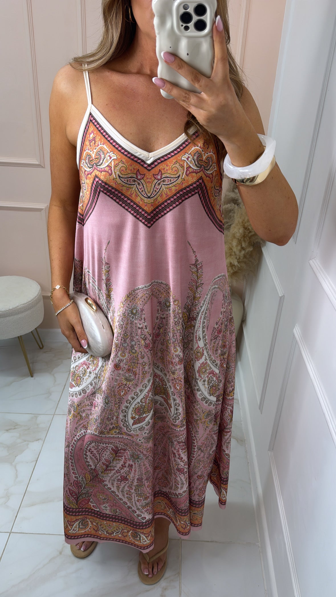 PIPPA pink paisley satin maxi dress