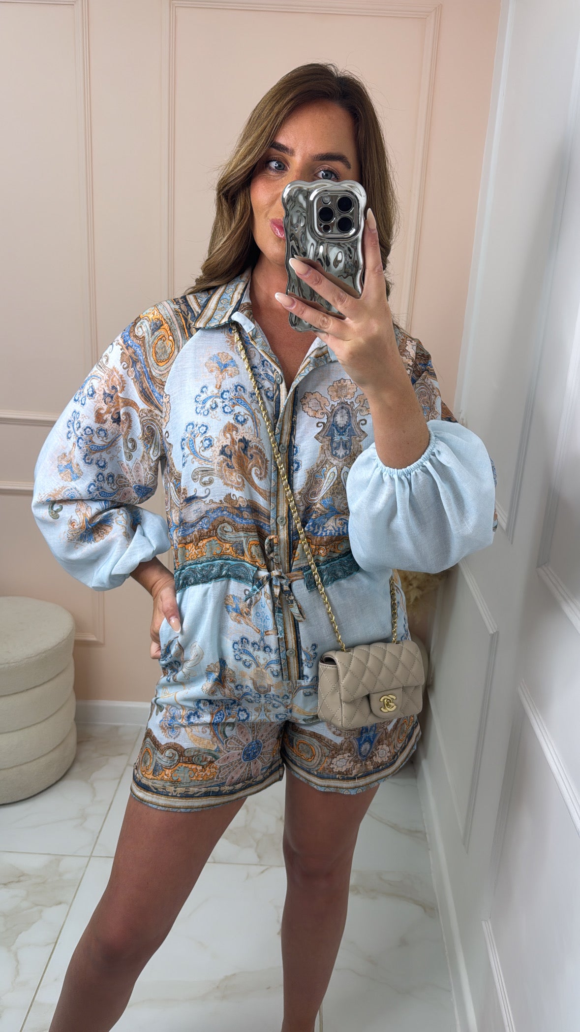 LOTTIE blue paisley drawstring playsuit