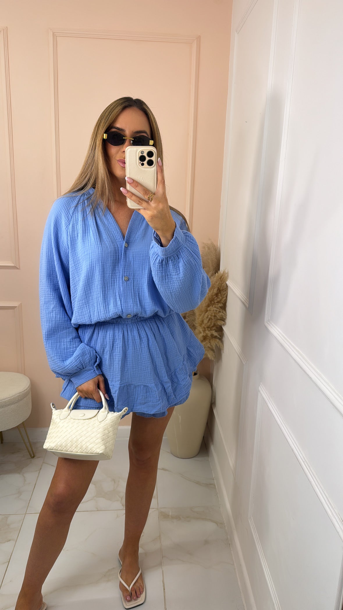 LULU blue cheesecloth playsuit