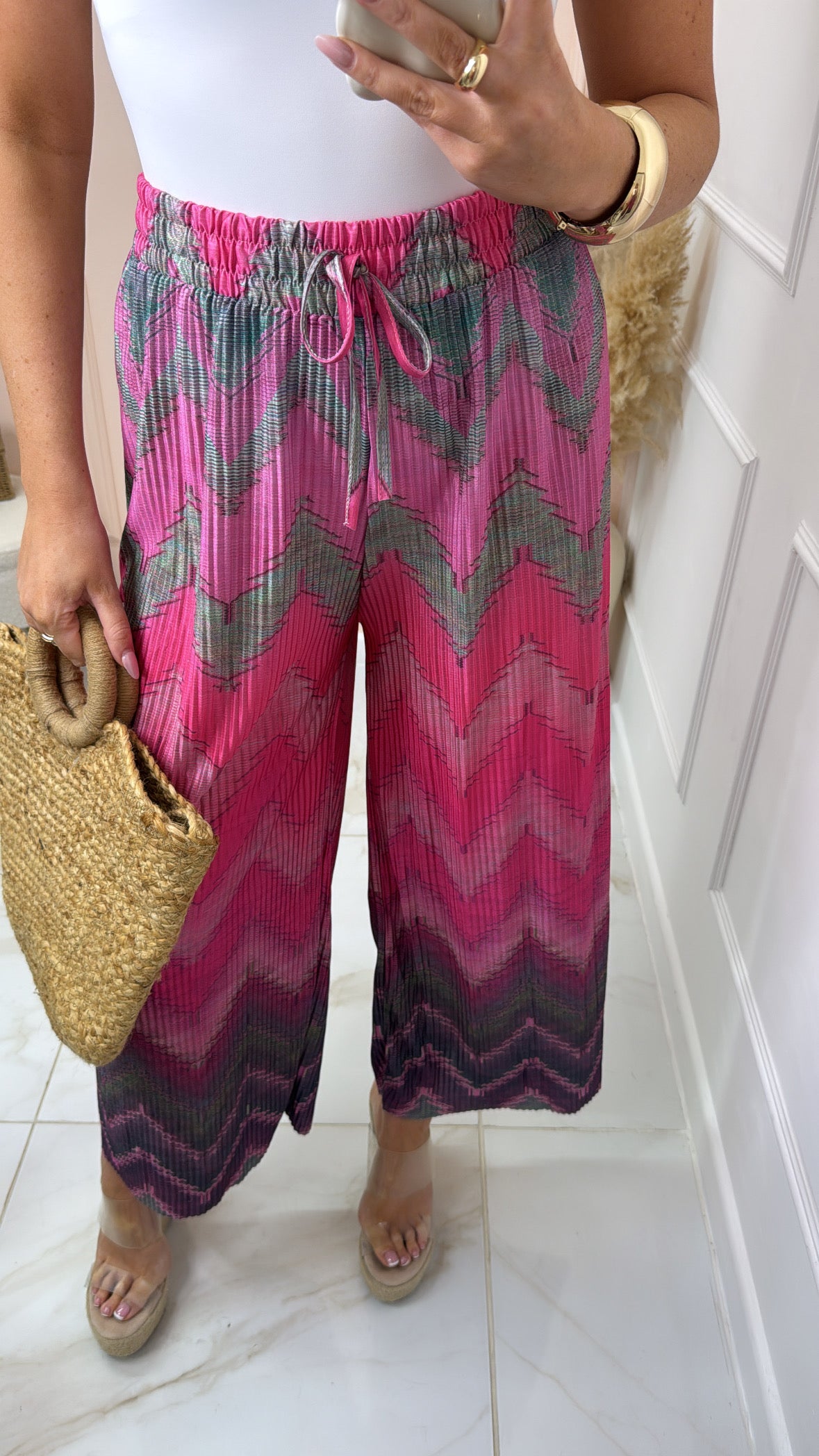 PAIGE fuchsia zig zag print trousers