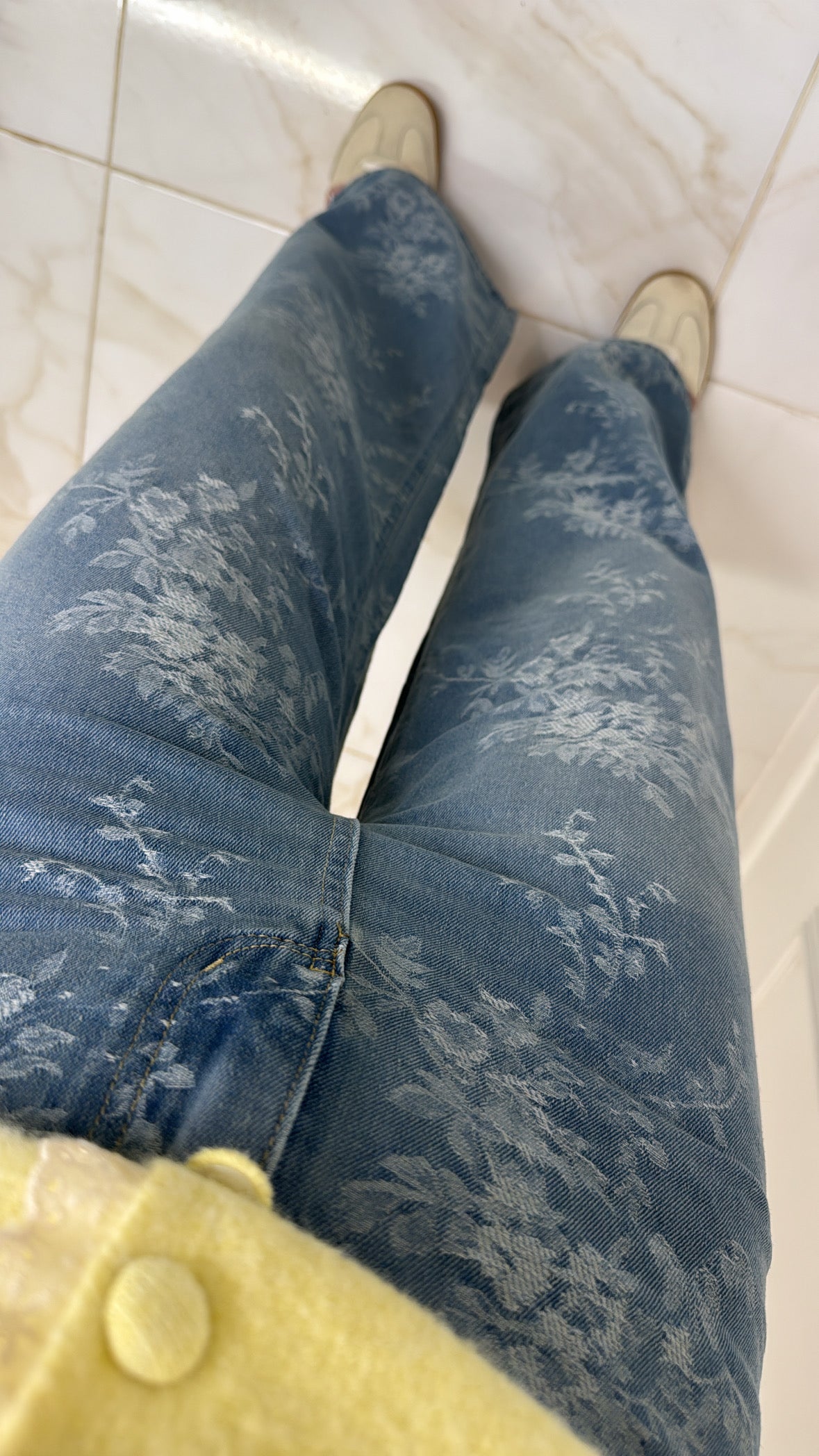 WILLOW light blue floral print wide leg jeans