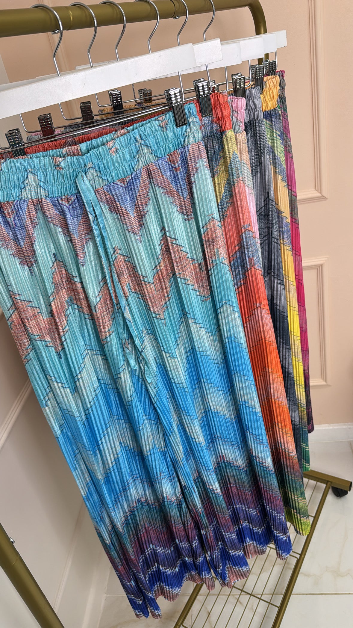 PAIGE mint zig zag print trousers