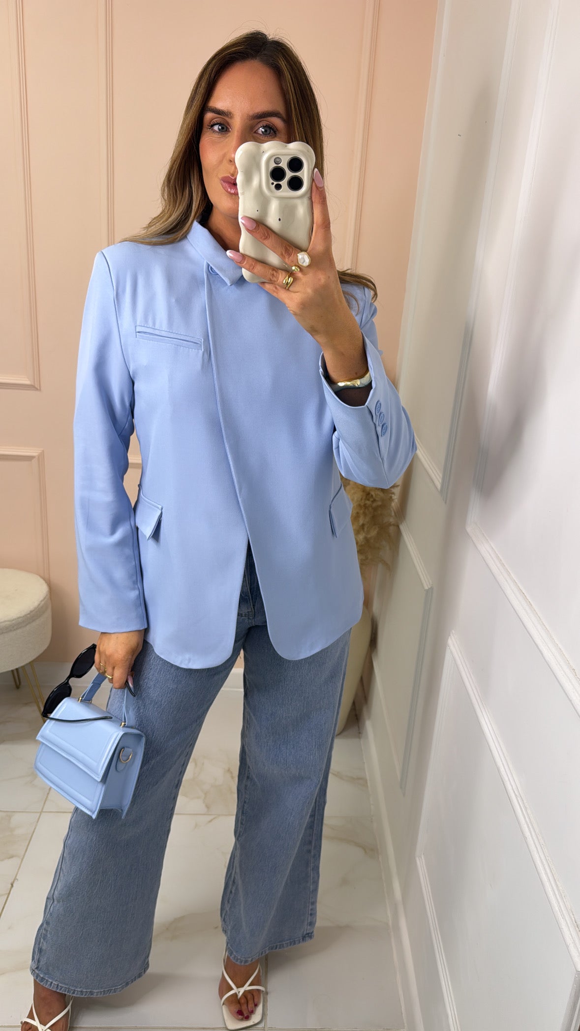 LOTTIE powder blue wrap over blazer