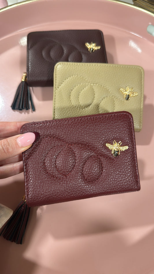 JAMIE burgundy bee detail purse