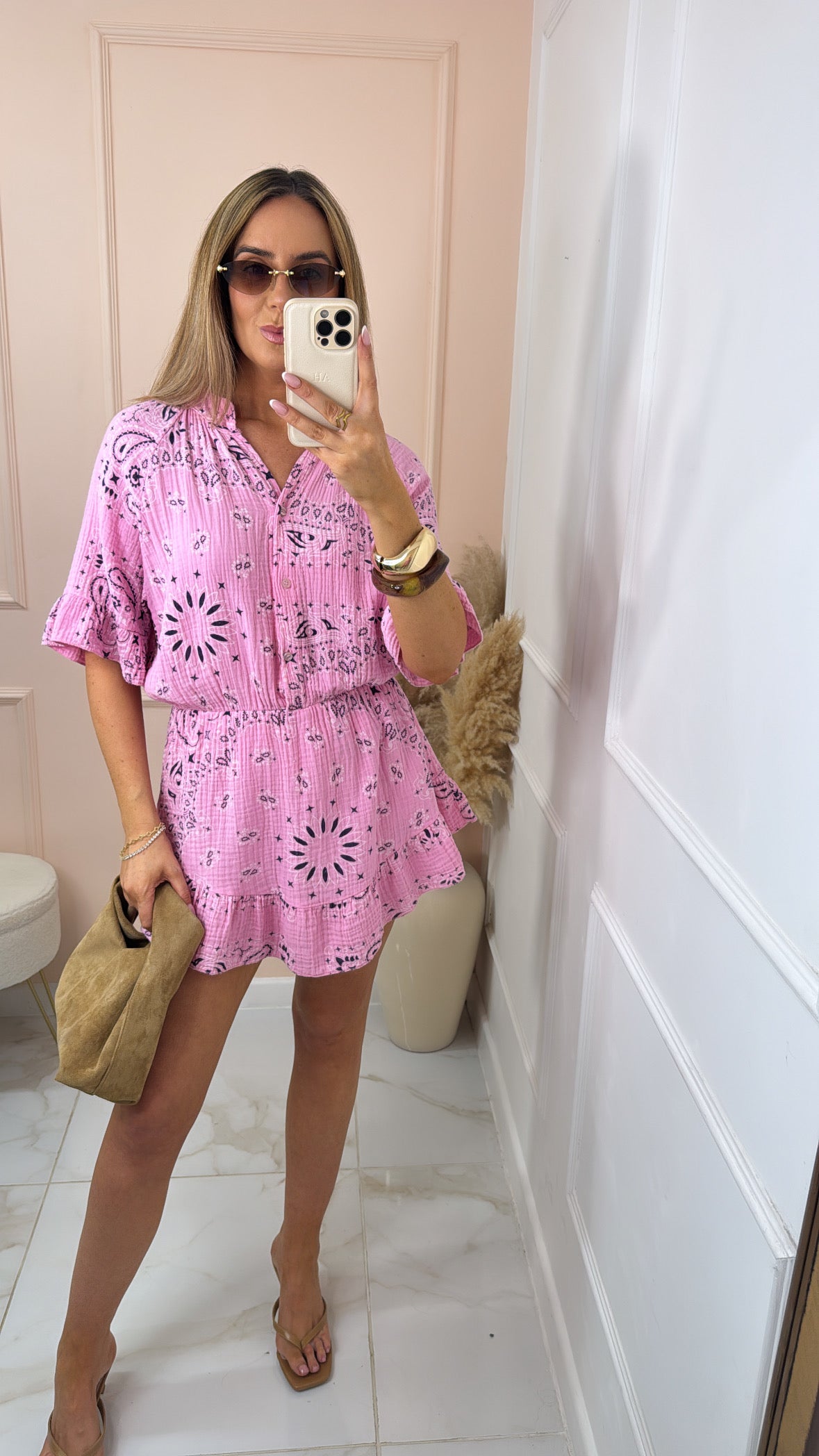 NADA pink bandana print playsuit