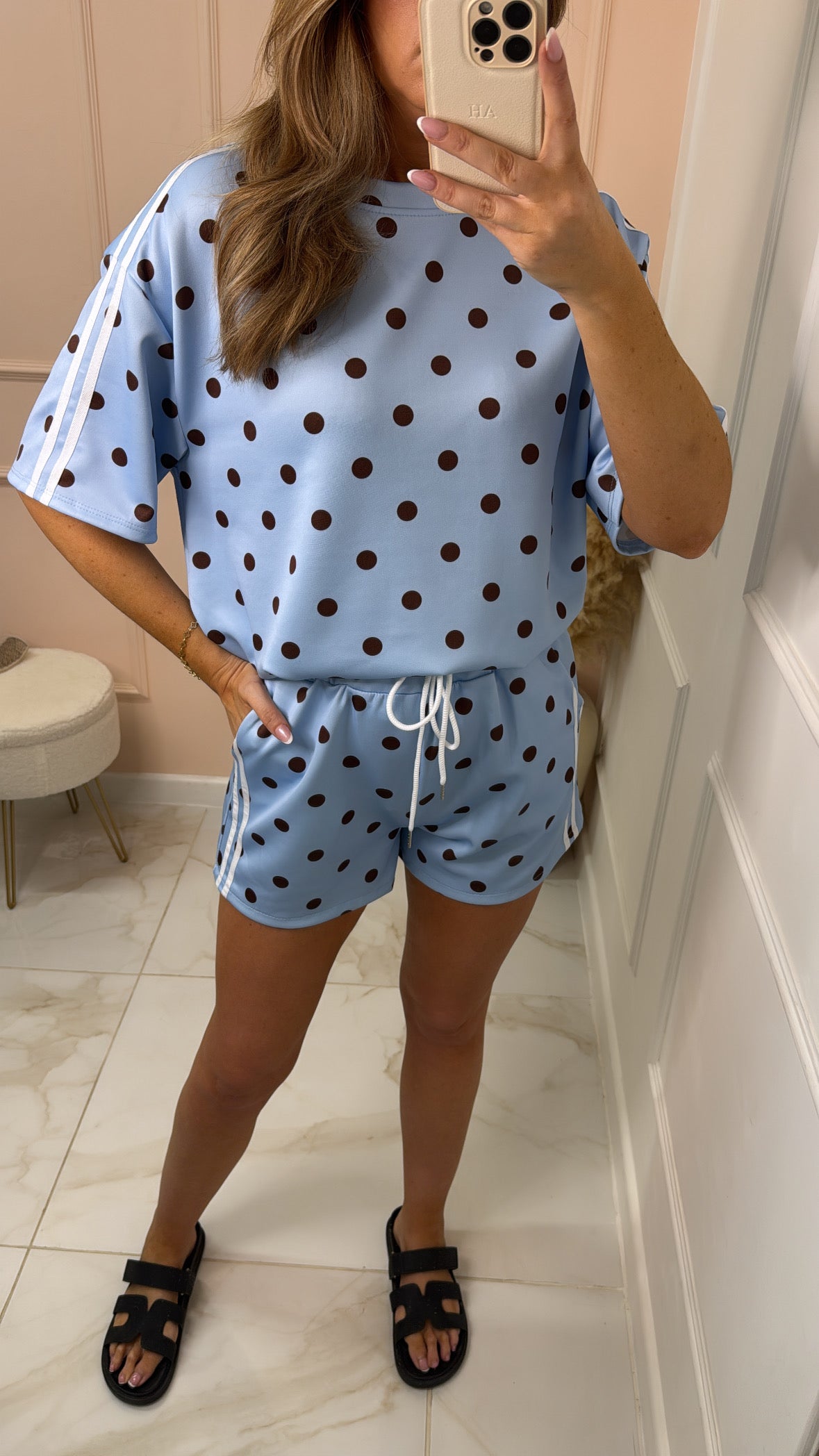CICI blue polka dot short set