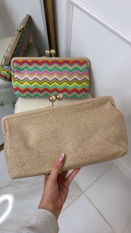 SERENITY beige oversized clutch bag