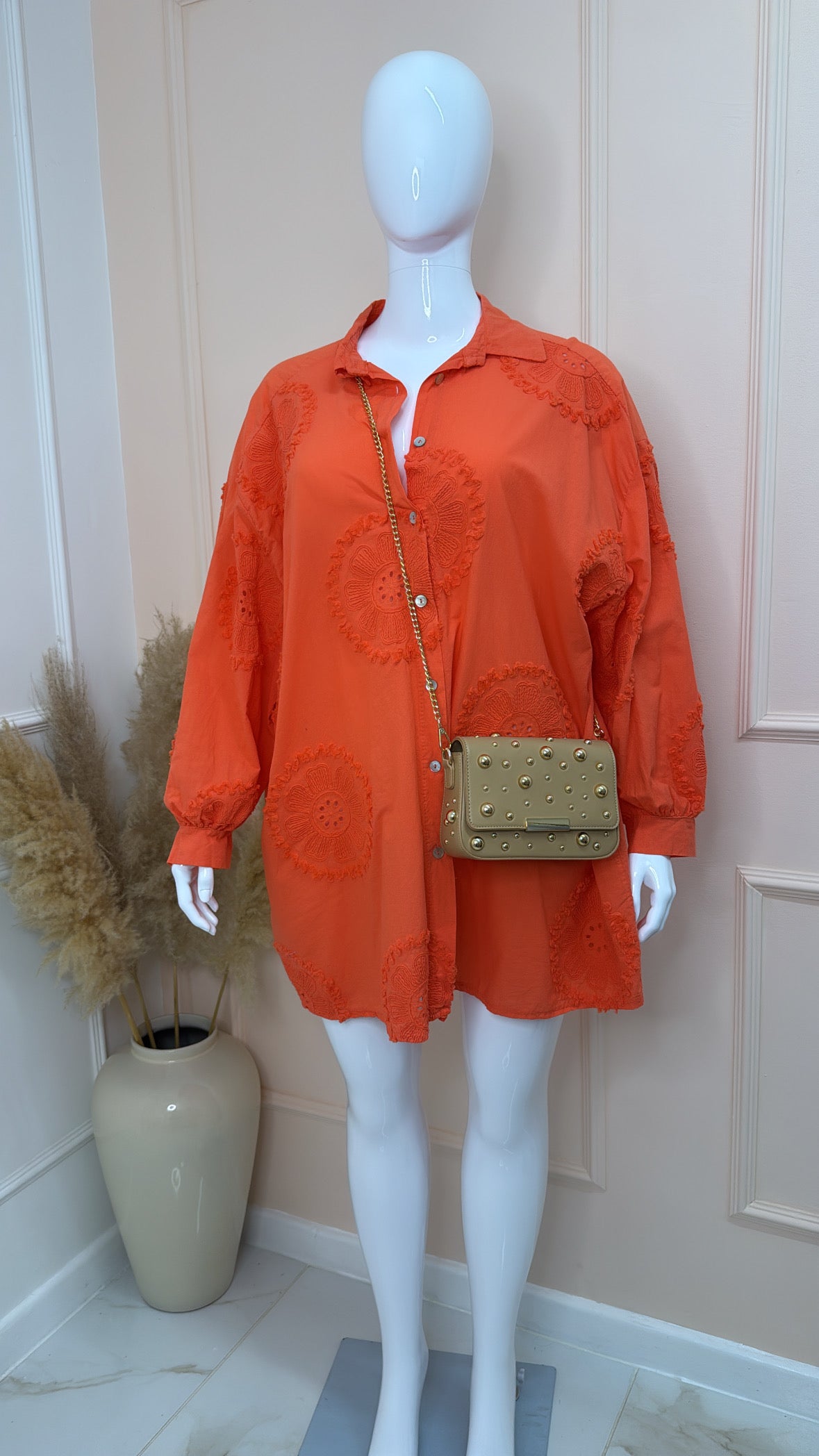PIPPA coral embroidered cotton shirt