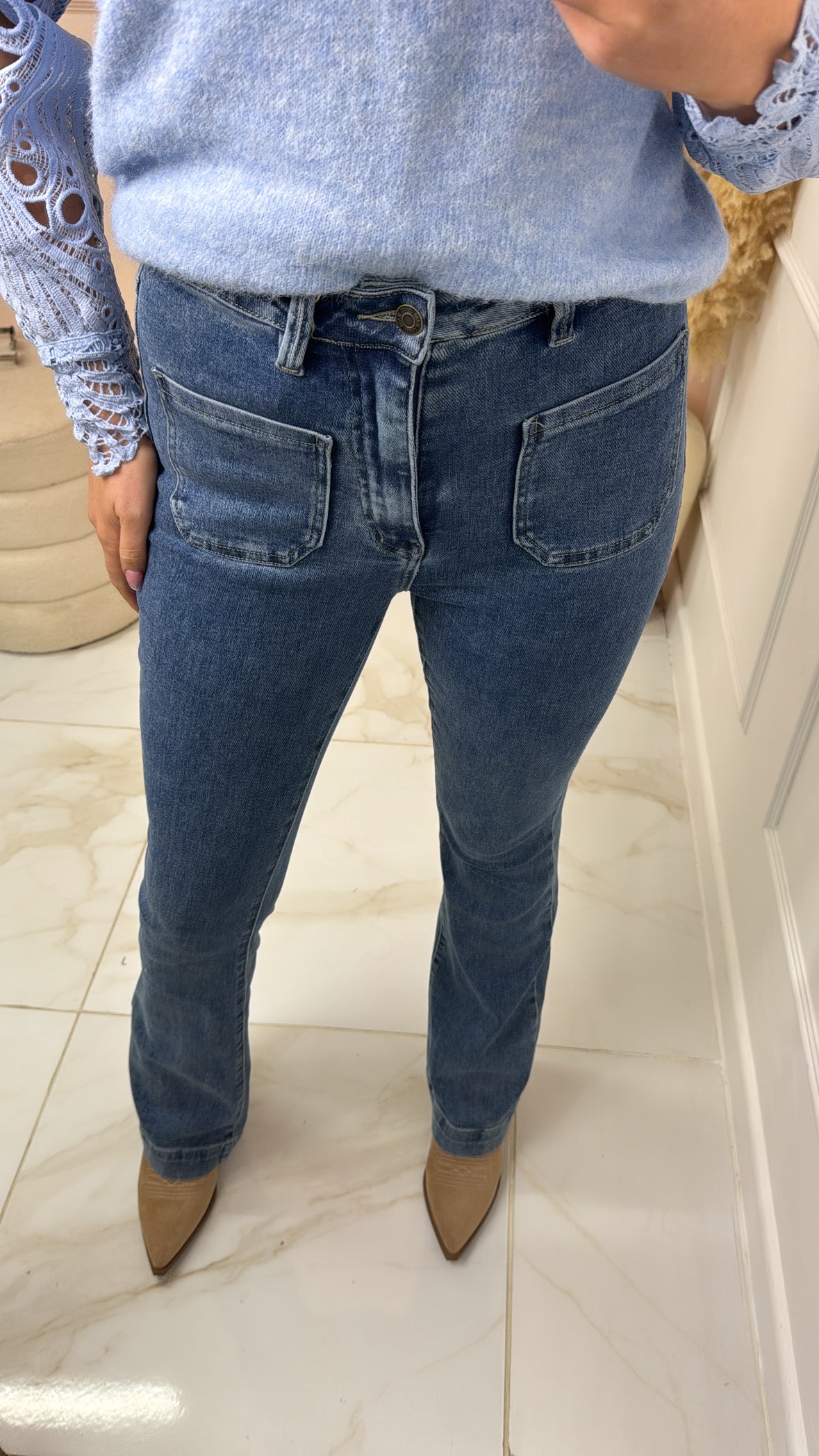 MISSY blue front pocket flared jeans