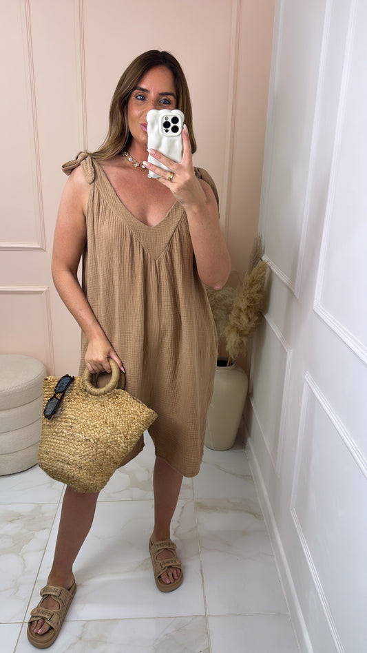 MAEVE beige cheesecloth playsuit