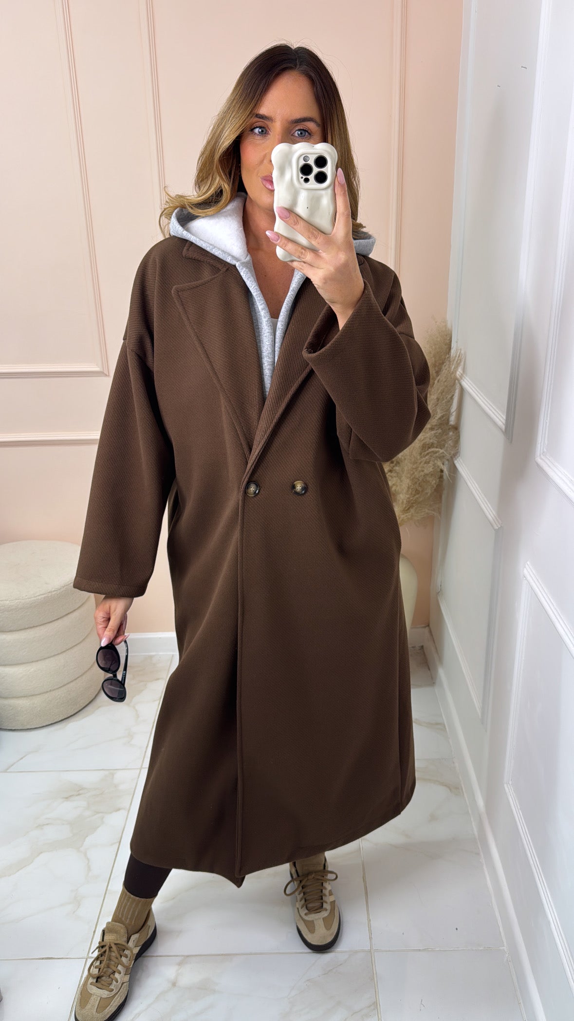 SCARLETT brown hooded duster coat