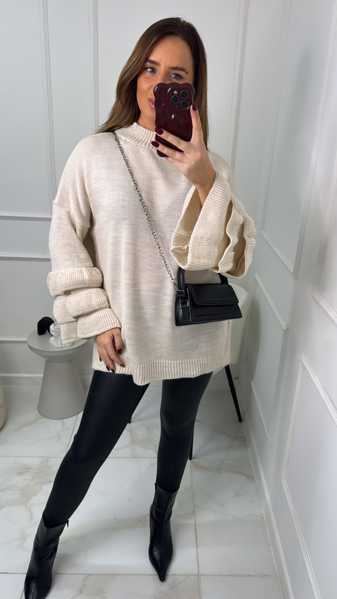 PHOEBE cream rara sleeve knitted jumper