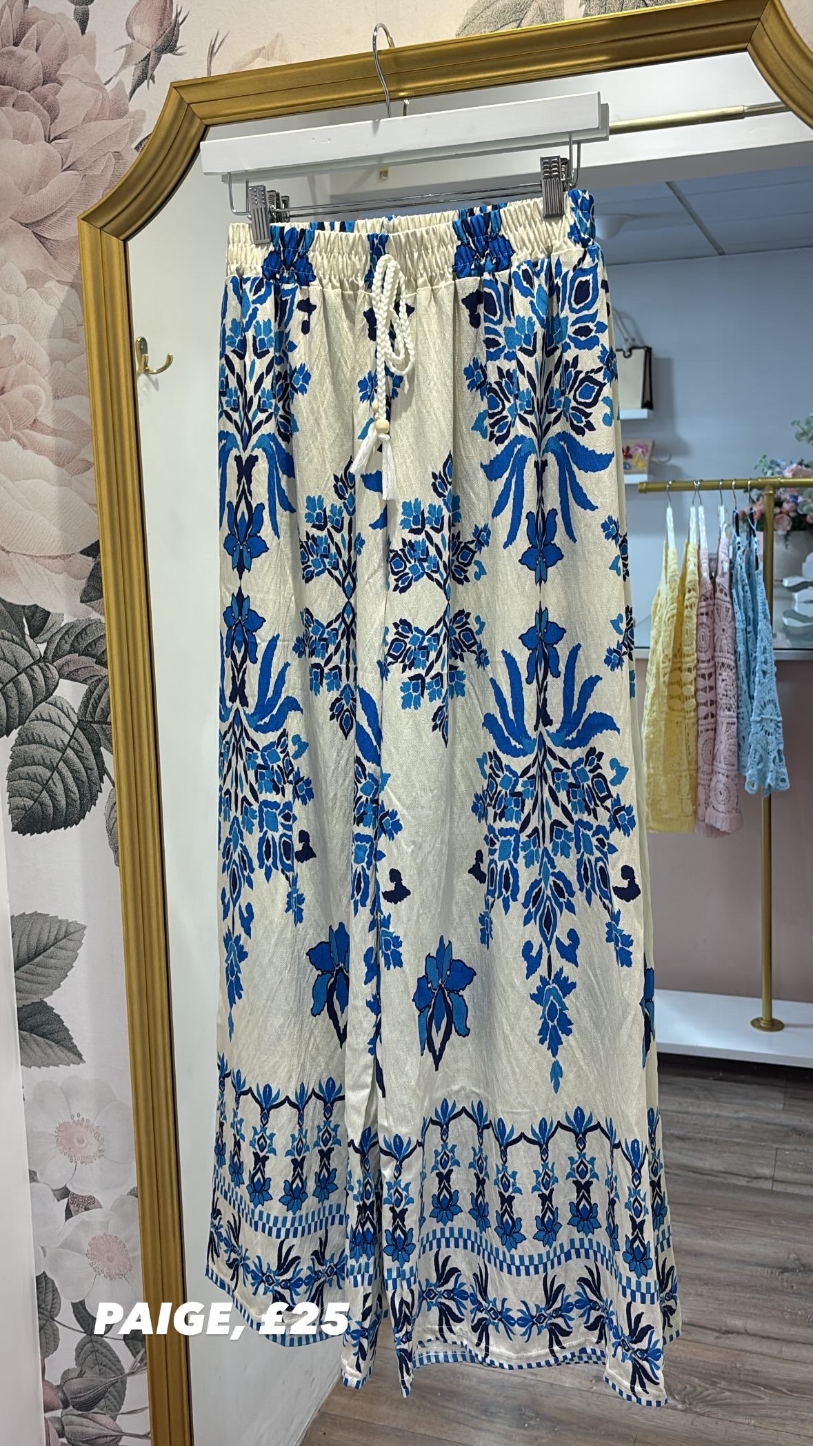 PAIGE blue printed wide leg trousers