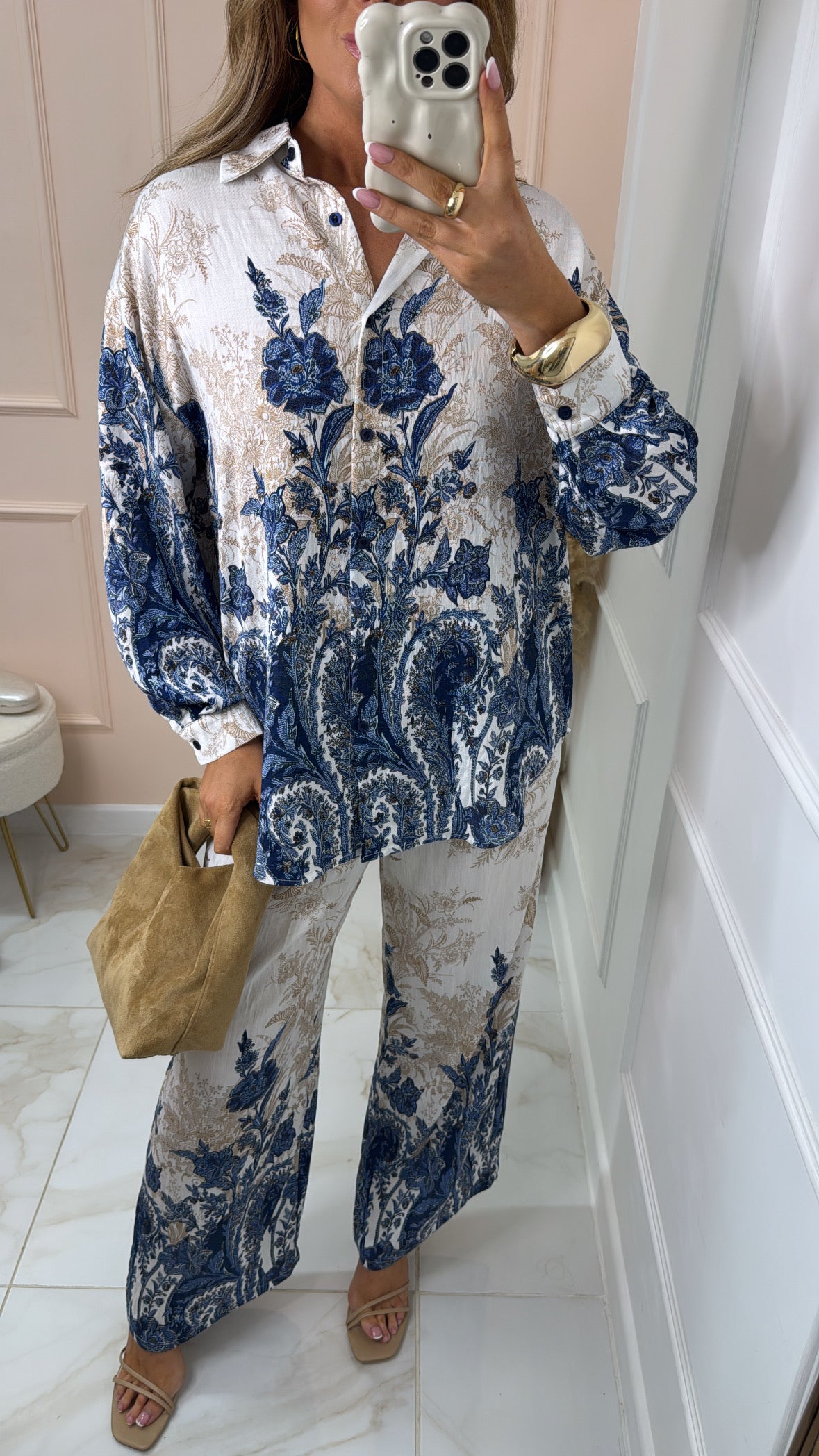 GRACE blue paisley print trouser set