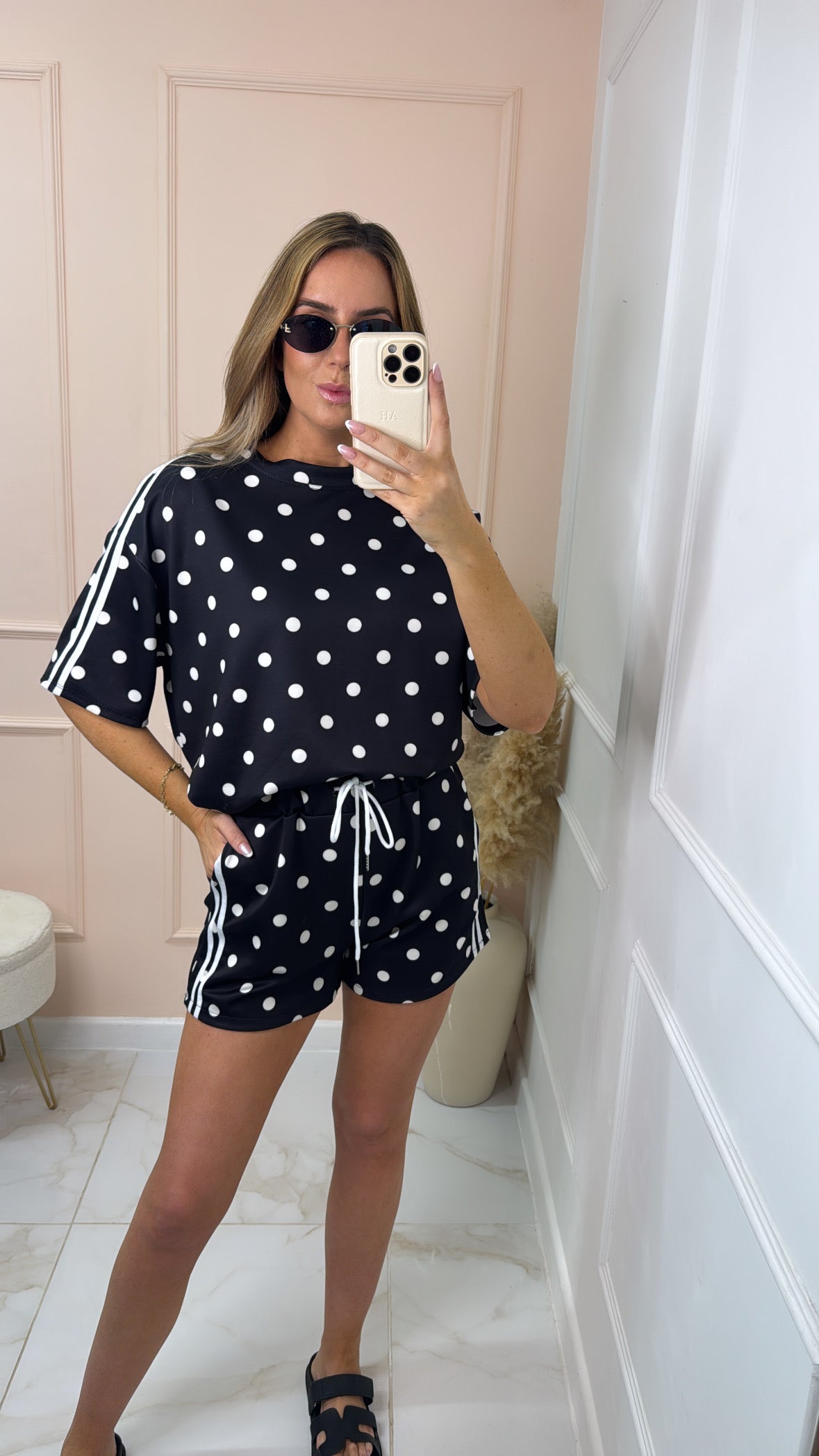 CICI black polka dot short set