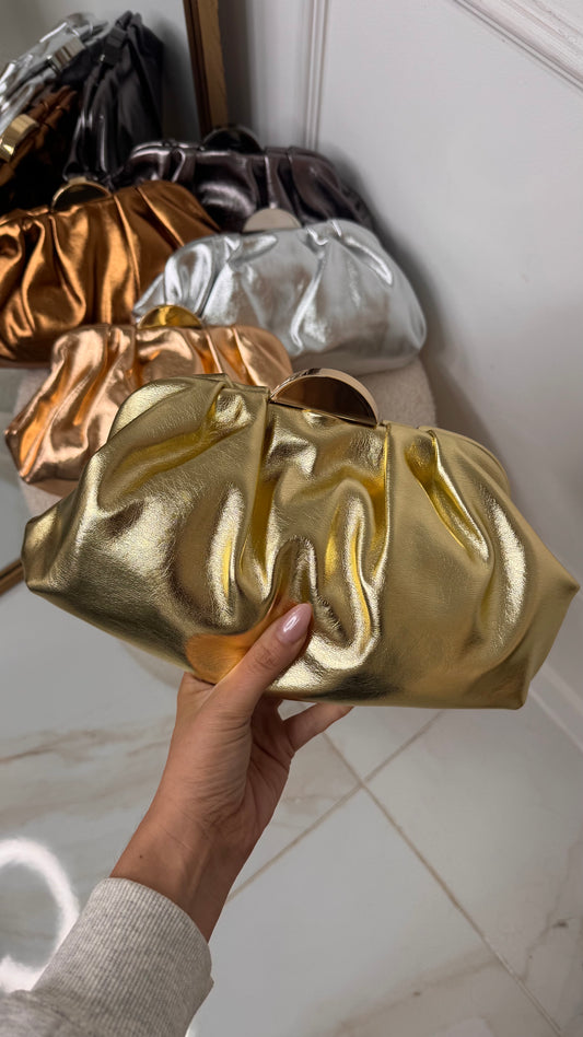 JESSIE gold metallic pouch bag