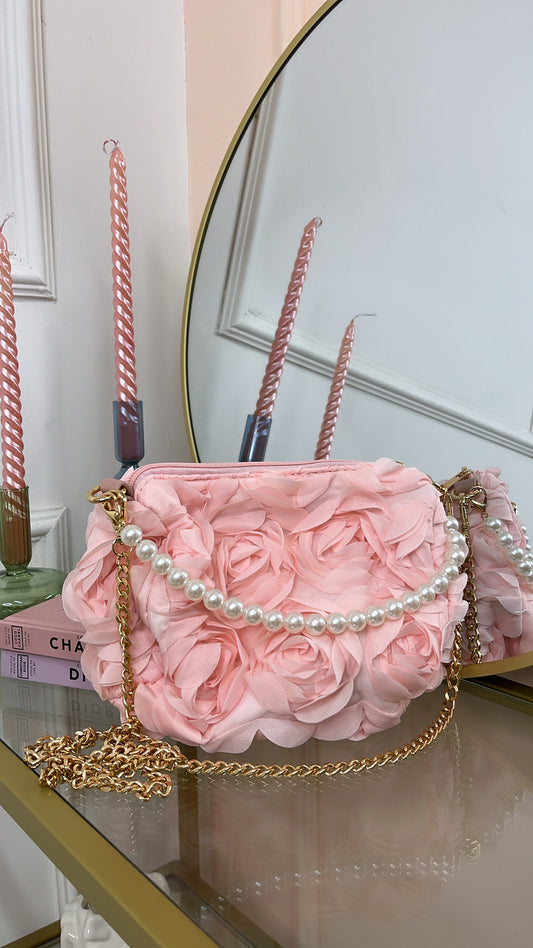 RUBY pink floral pearl crossbody bag