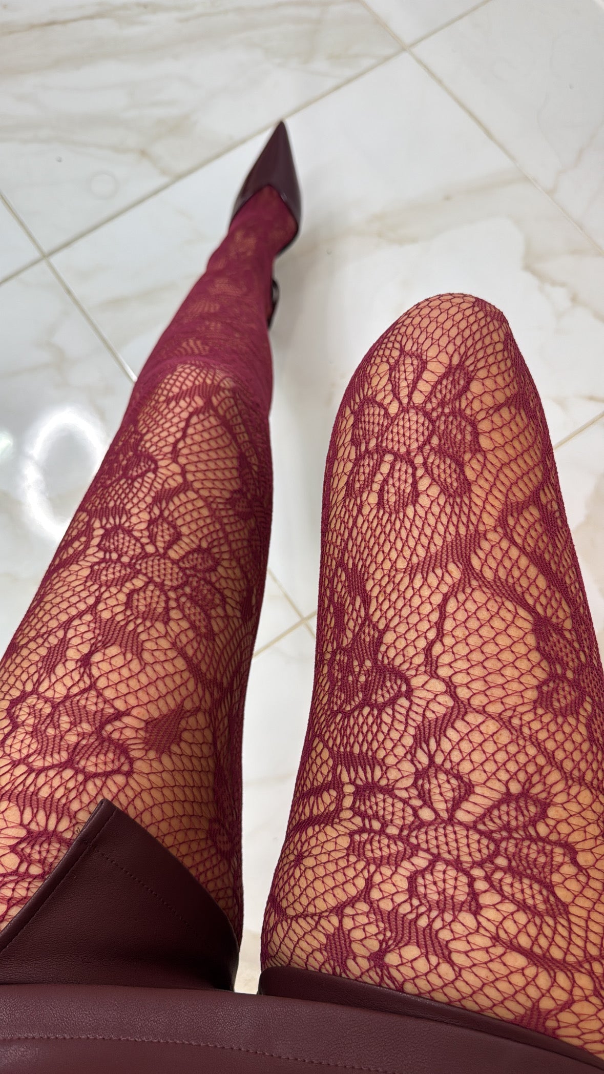 AMELIA burgundy lace tights