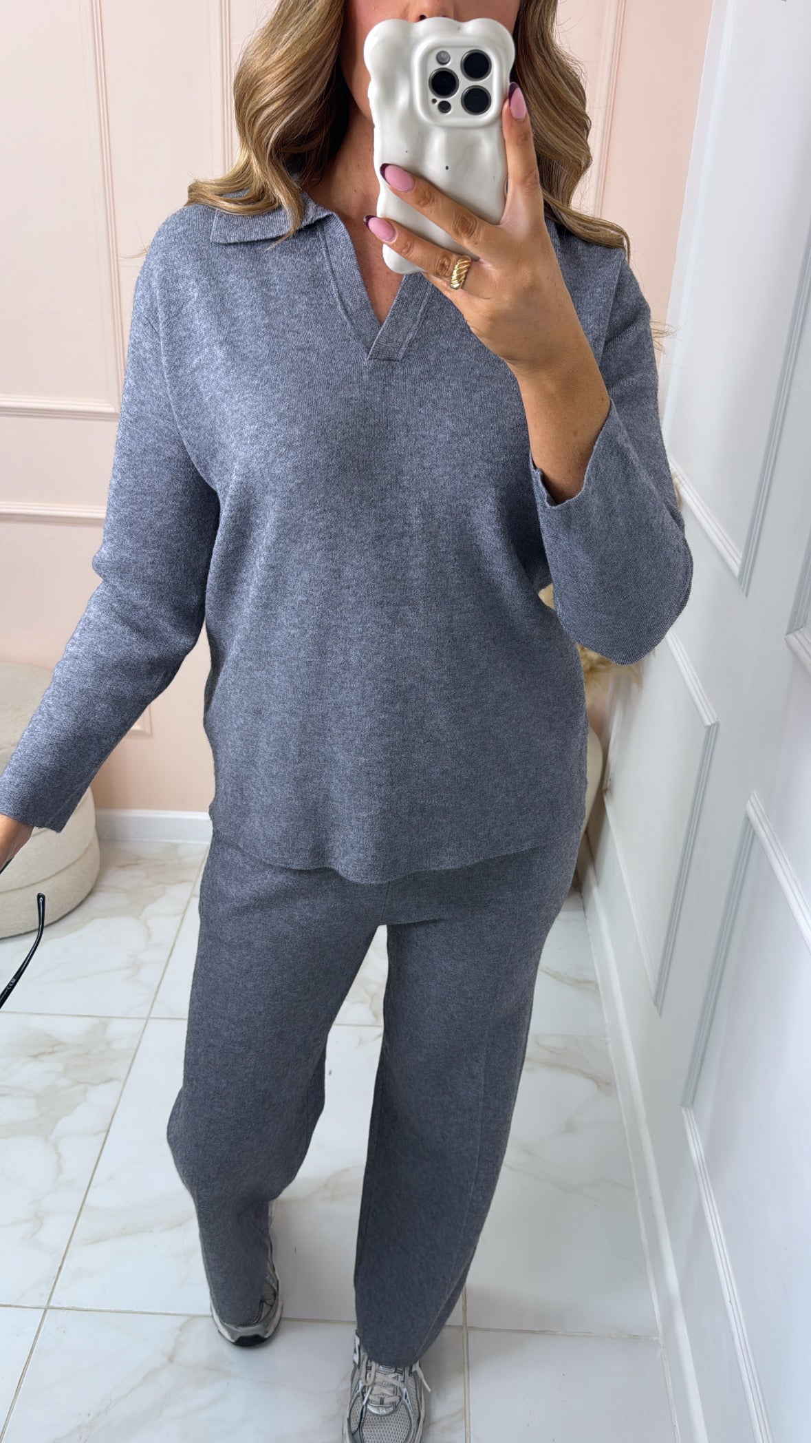 MATILDA grey collared lounge set