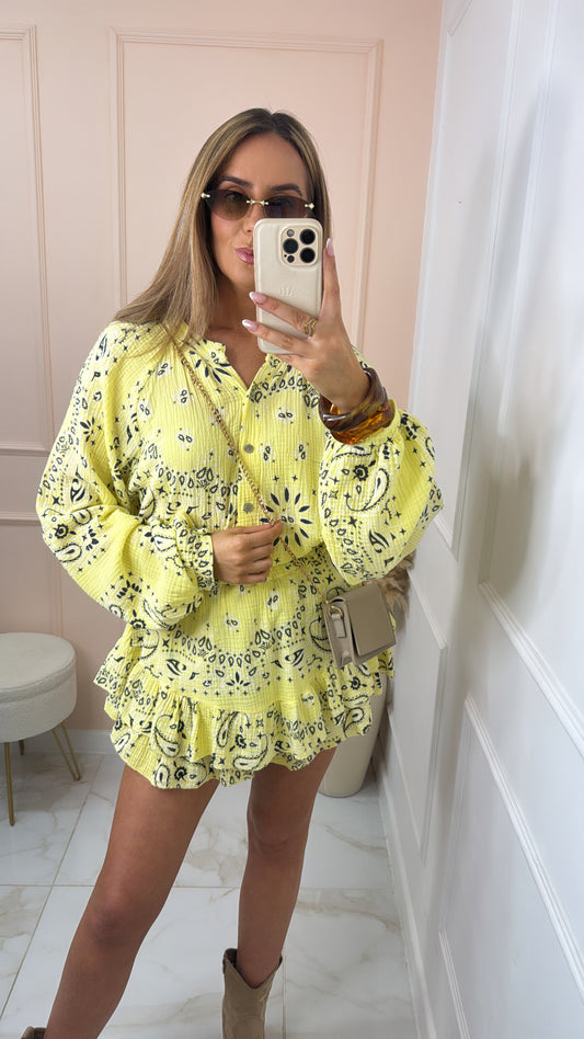 JOJO yellow bandana print skort co-ord