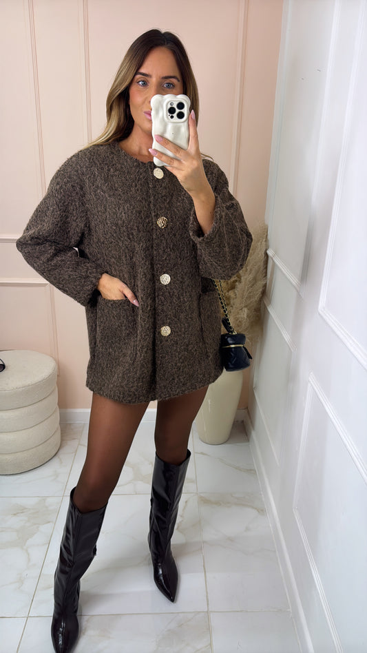 ROSA taupe wooly button jacket