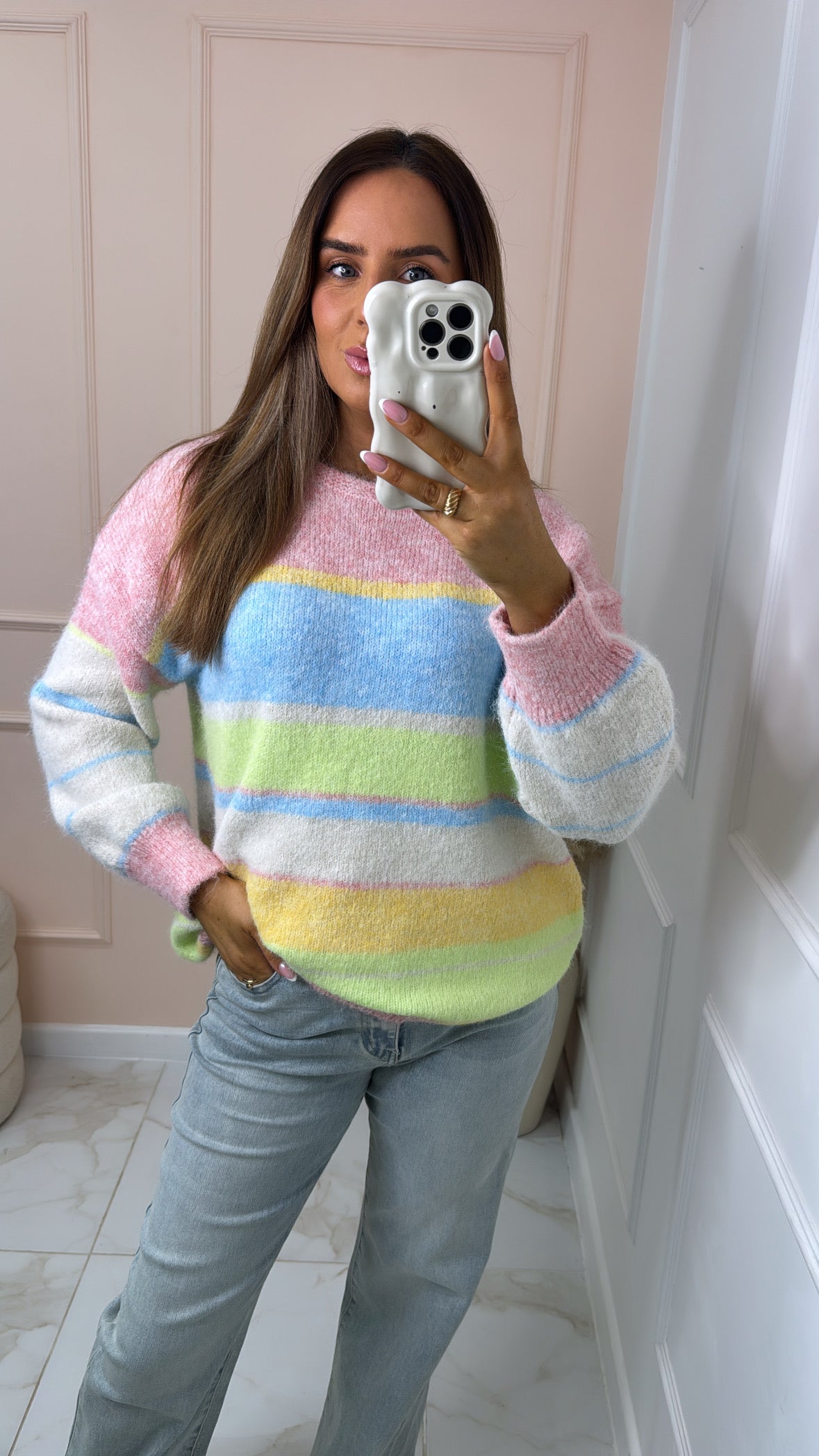 LOTTIE pastel stripe soft knit jumper