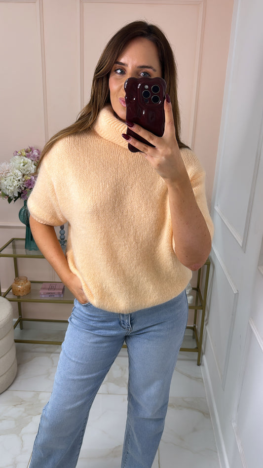 RHEA peach super soft roll neck jumper