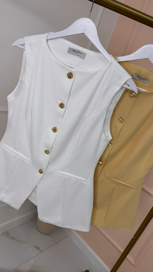 JESSIE white button waistcoat