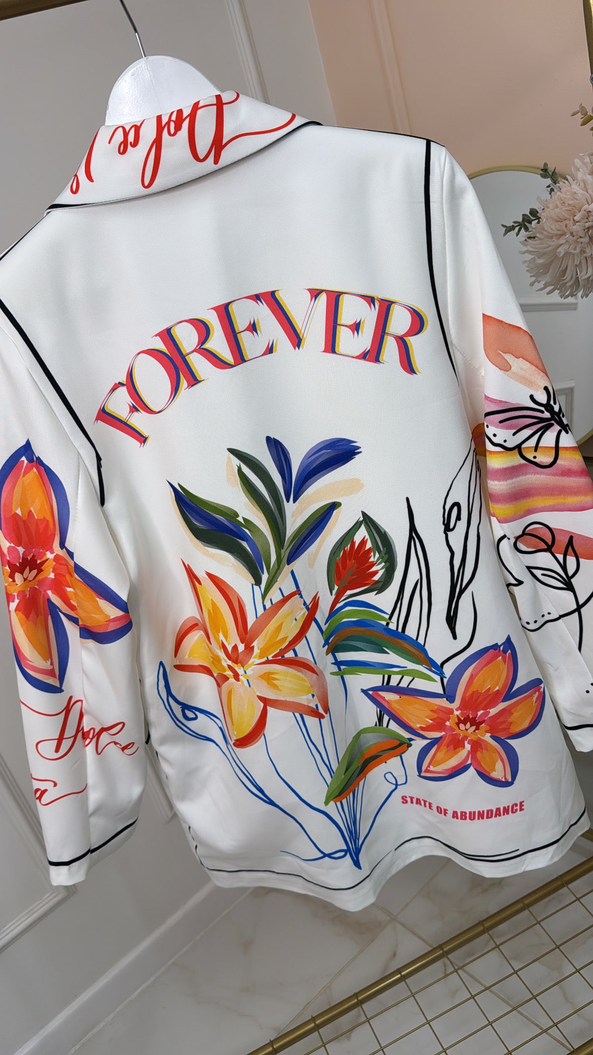 LAUREN white graphic marker oversized blazer