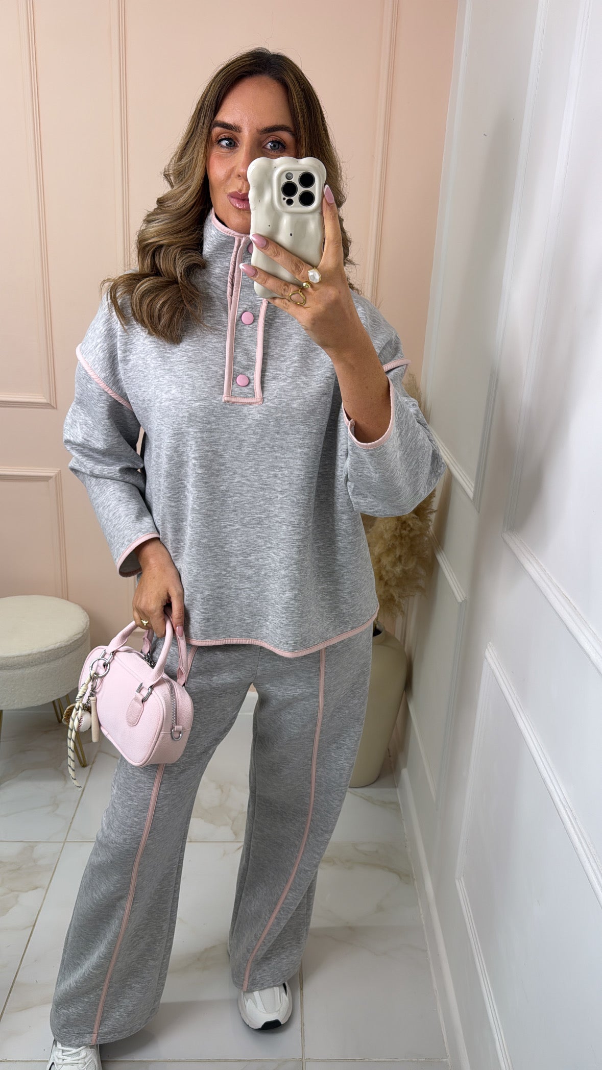 ARIANNA grey & pink contrast lounge set