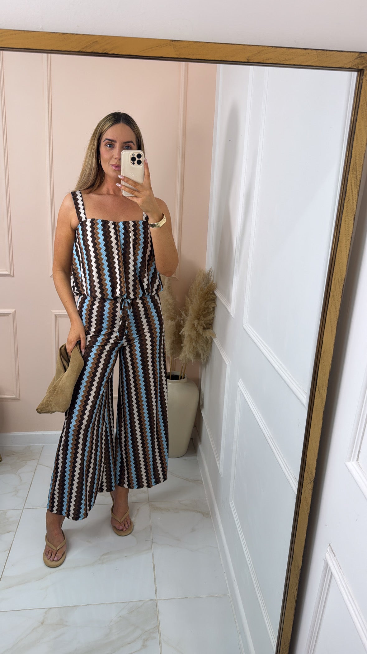 MERCI blue zig zag trouser set
