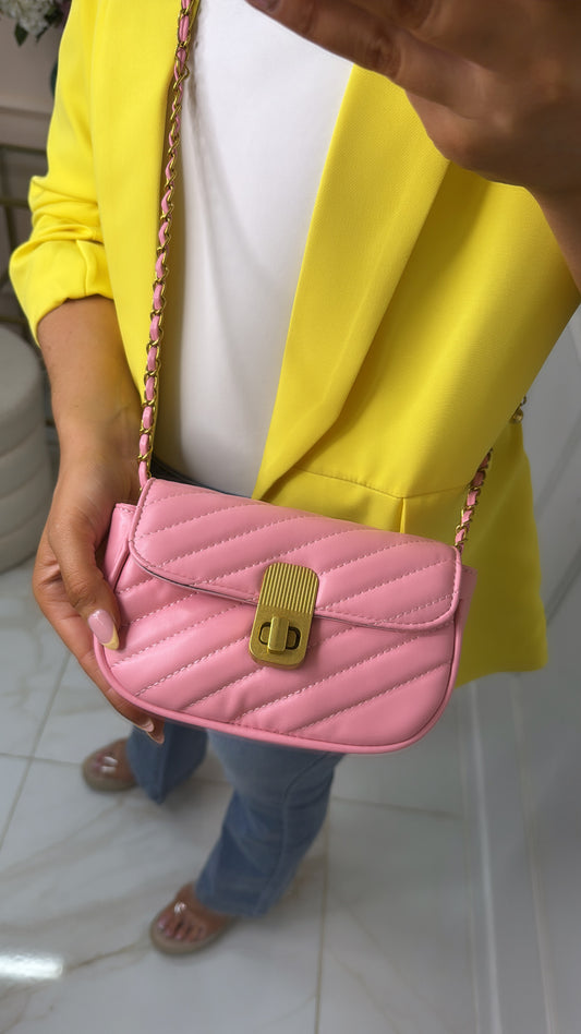 BONNIE pink quilted crossbody bag