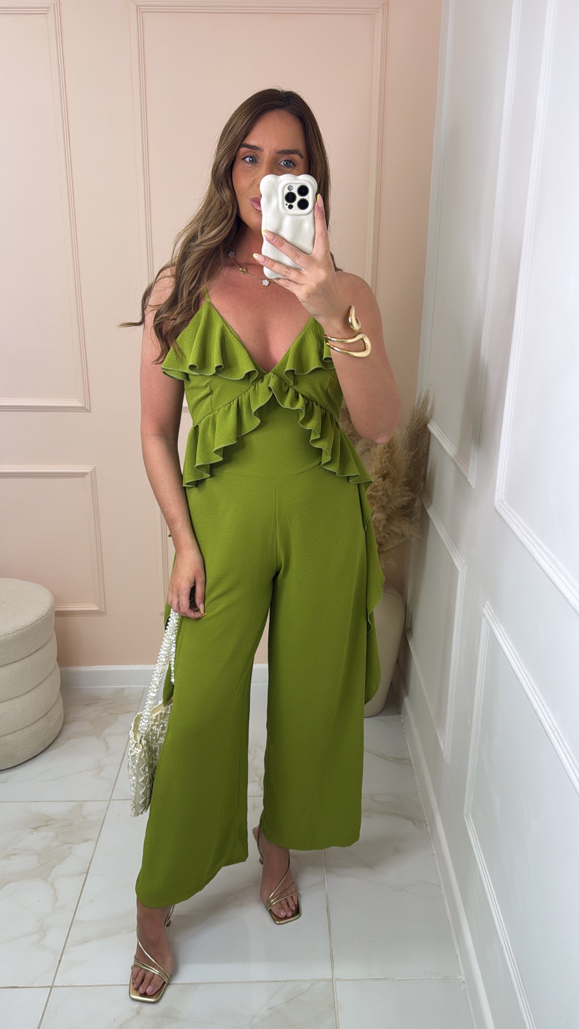 TANYA lime frill jumpsuit
