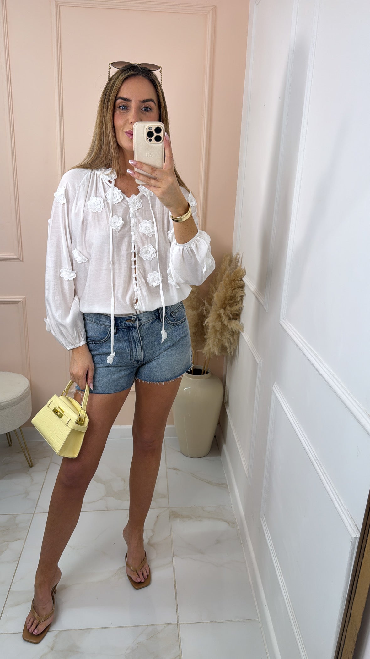 AURELIA white 3D floral blouse