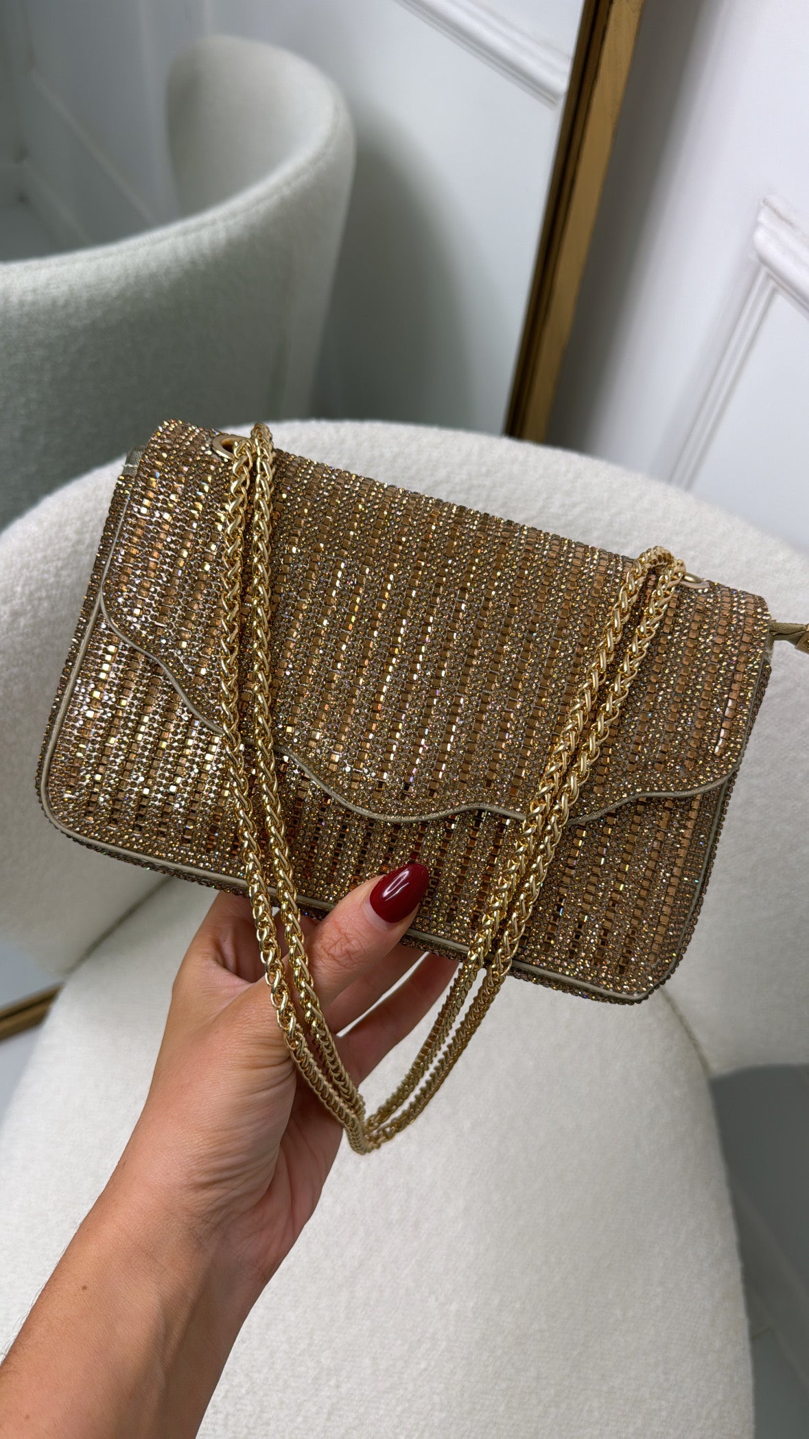 ELLEN gold diamanté detailed crossbody bag