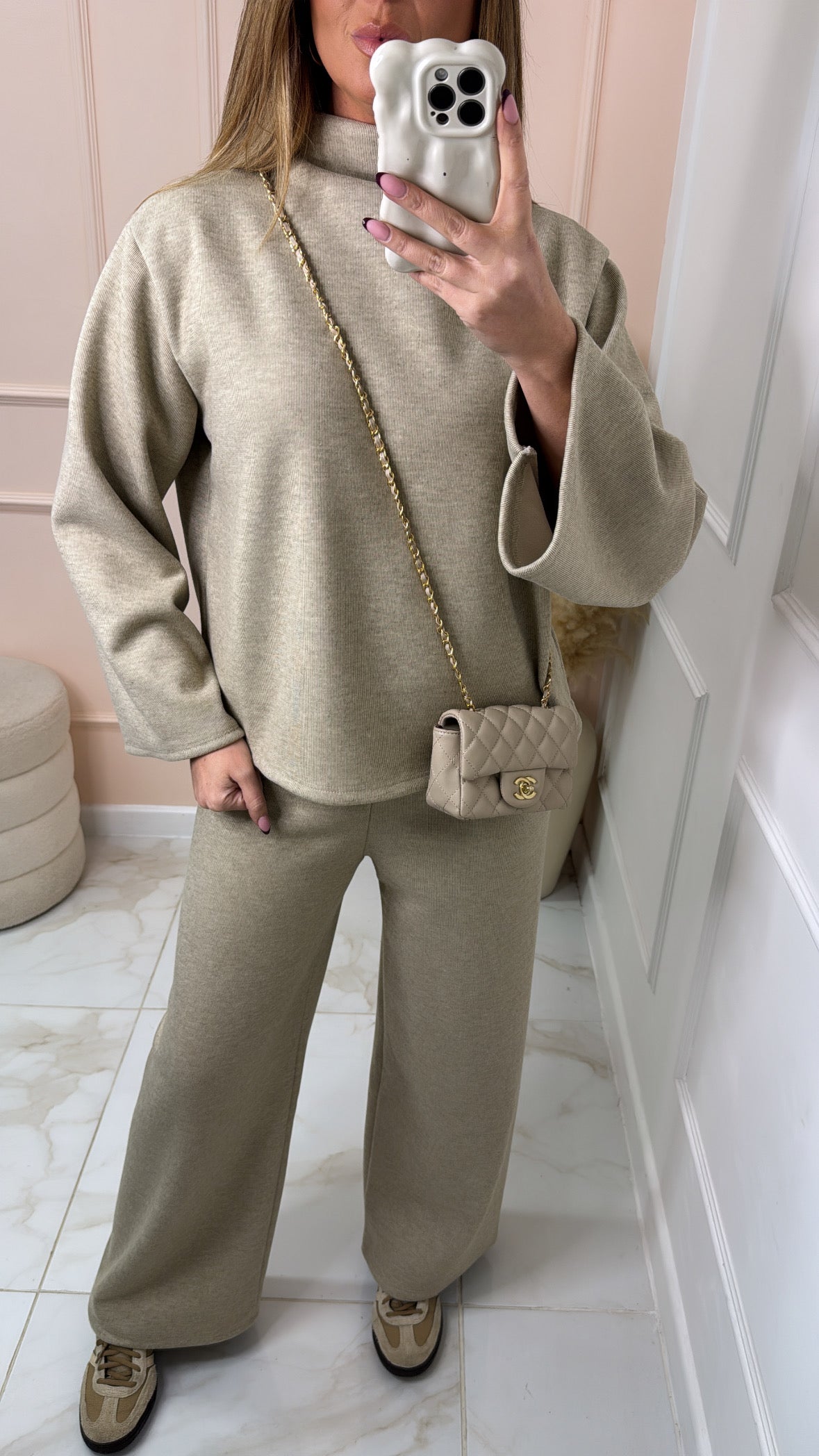 RUBY beige turtle neck lounge set