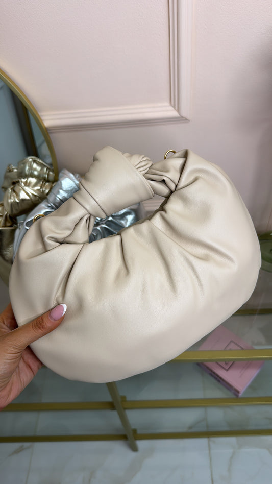 PAIGE beige twist knot grab bag