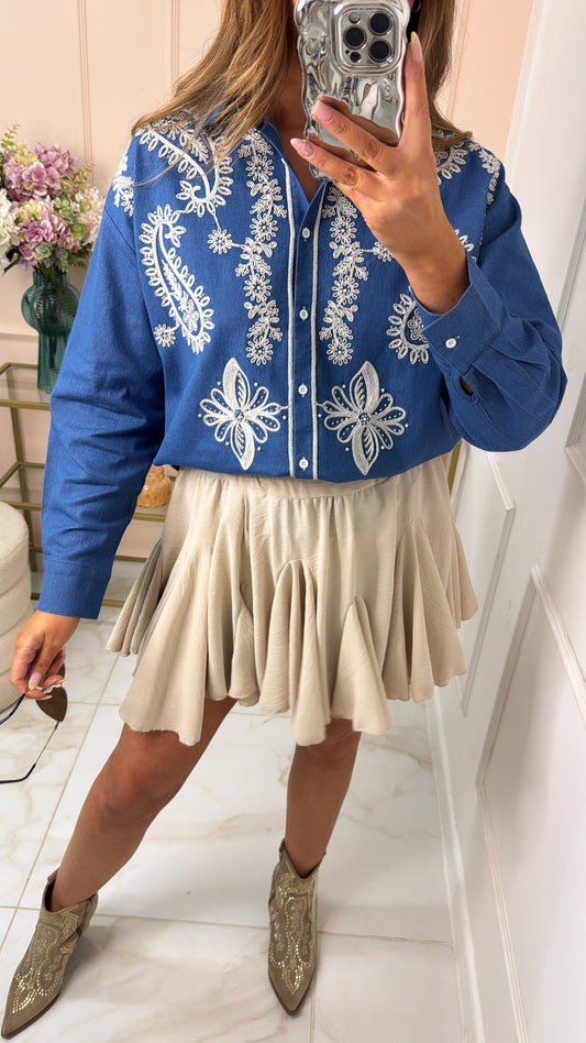 MAEVE embroidered denim shirt