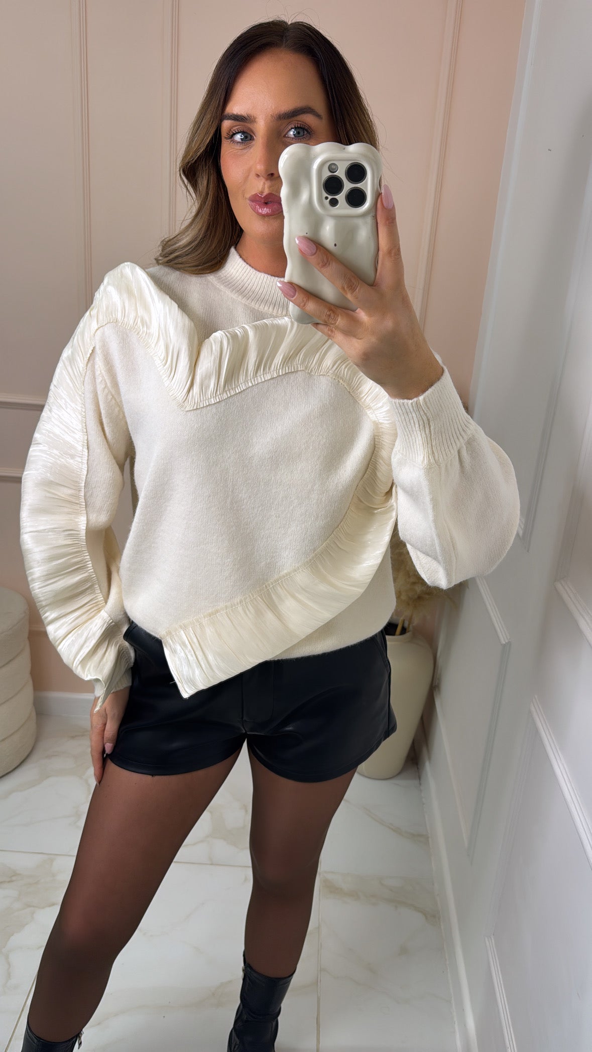 HEATHER cream heart detail jumper