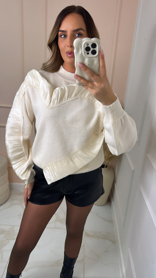 HEATHER cream heart detail jumper
