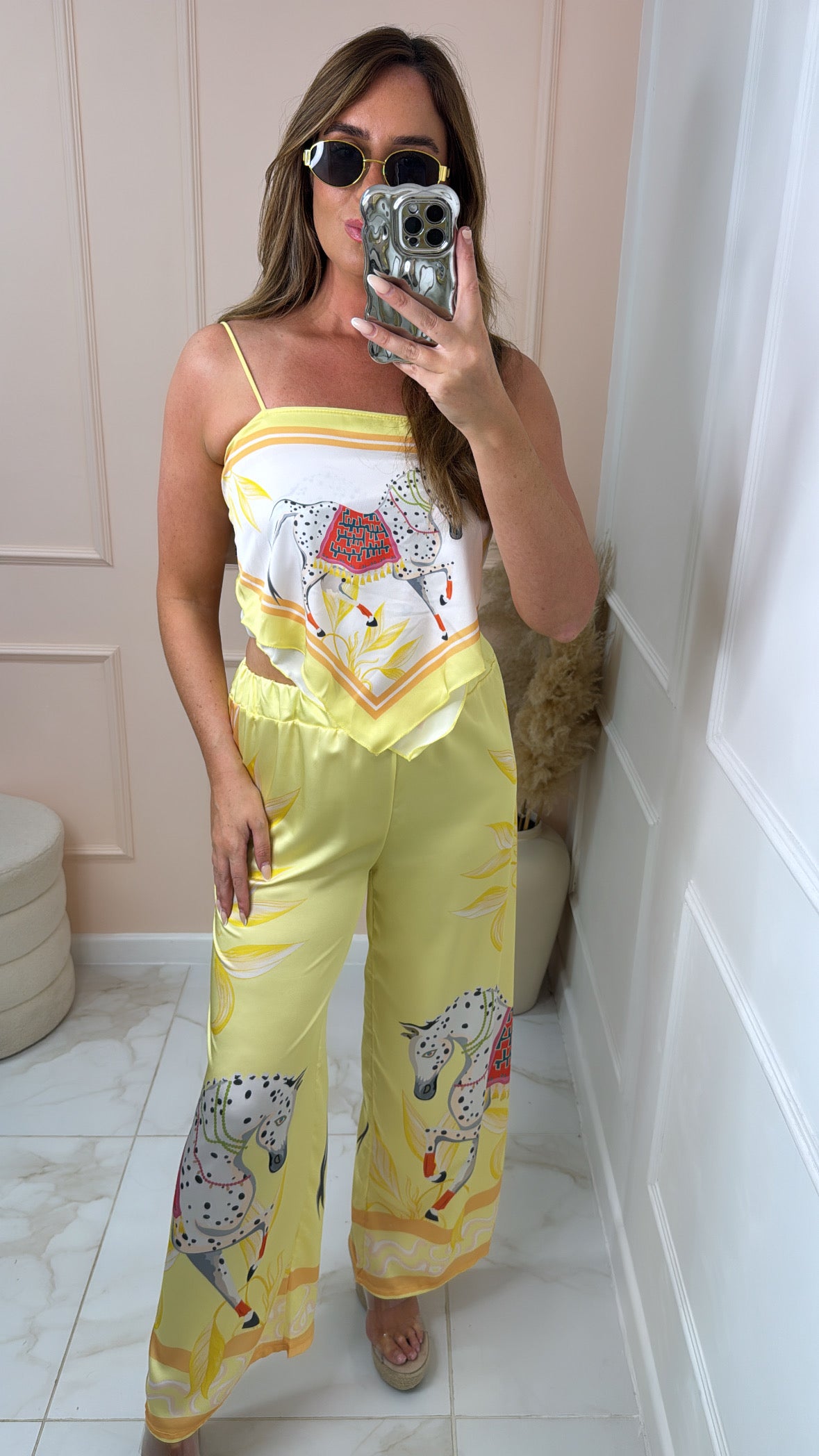 LAYLA lemon printed handkerchief trouser set