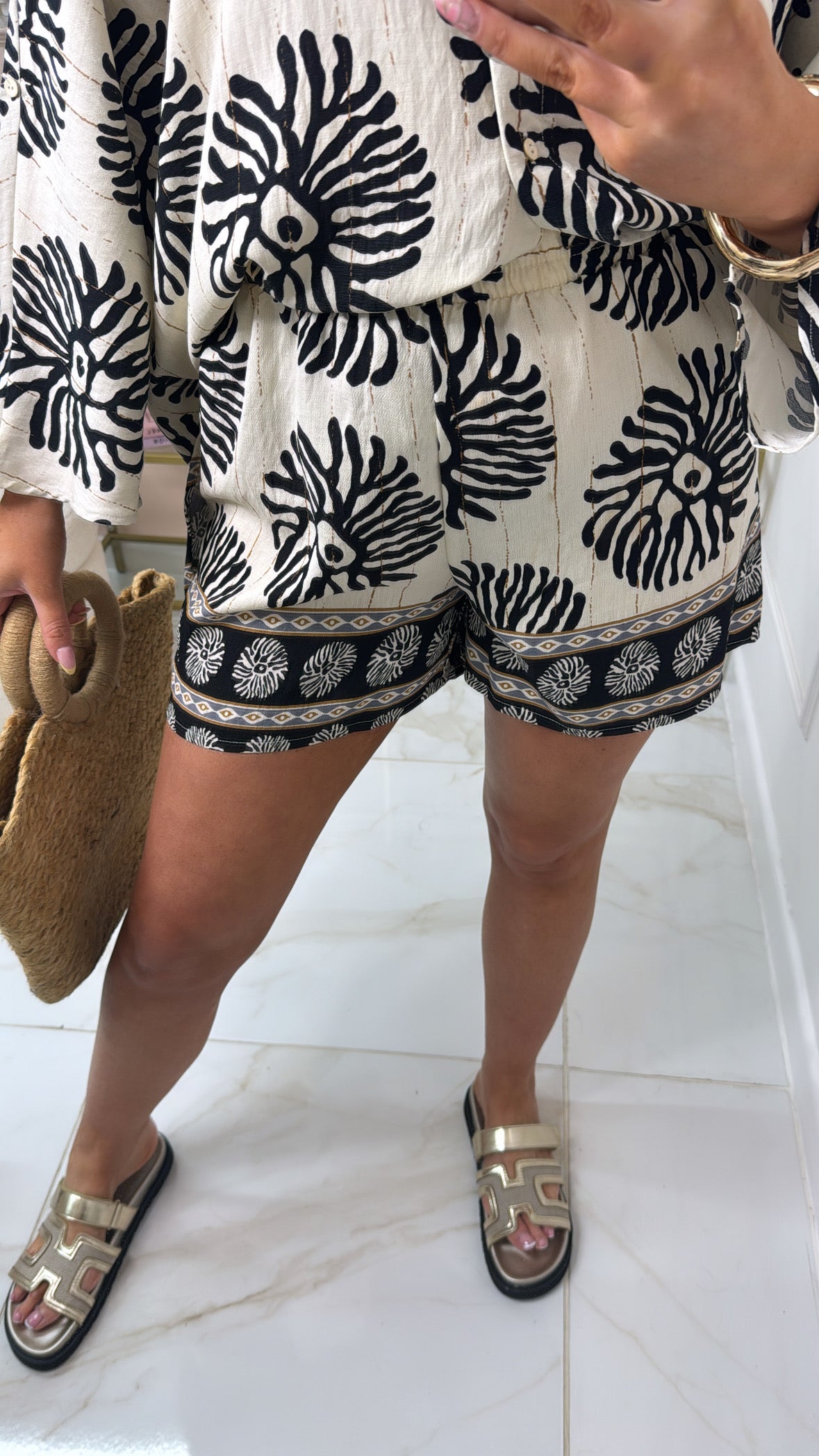 ELLIE black & gold printed shorts