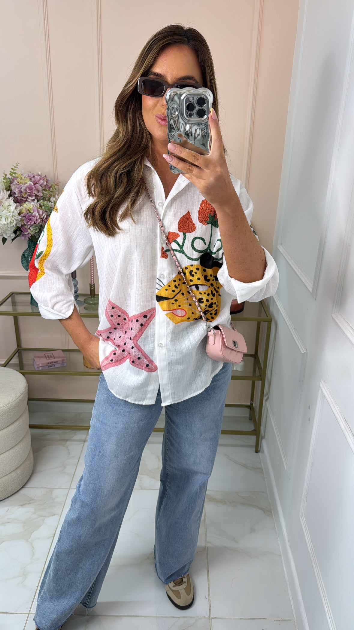 MATILDA white cheetah printed shirt