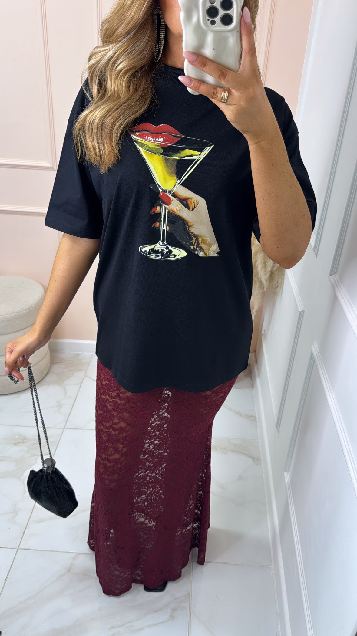 IZZY burgundy lace knicker maxi skirt