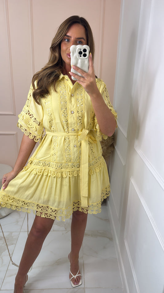 AVA lemon belted mini dress