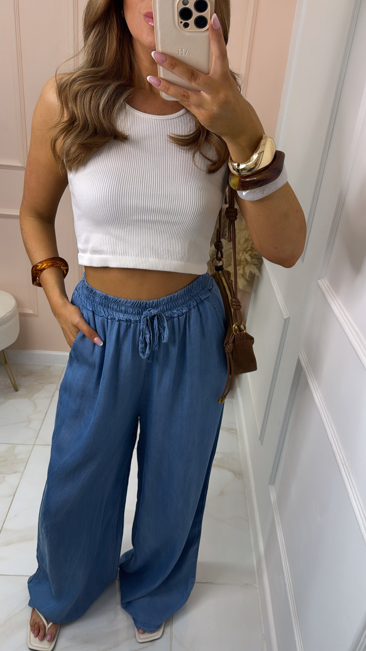MACIE denim drawstring trousers