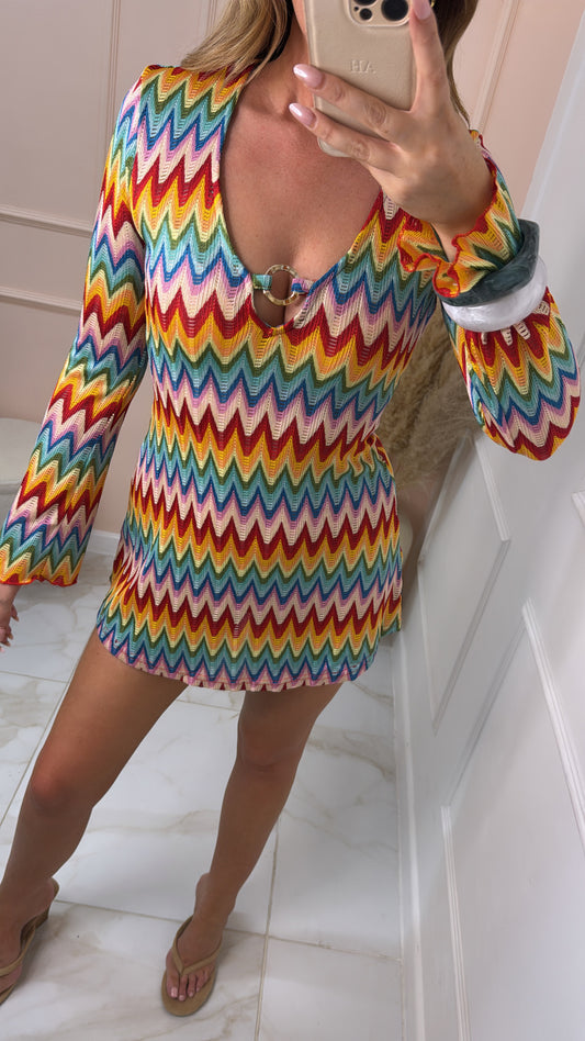 SARAH multi crochet mini dress