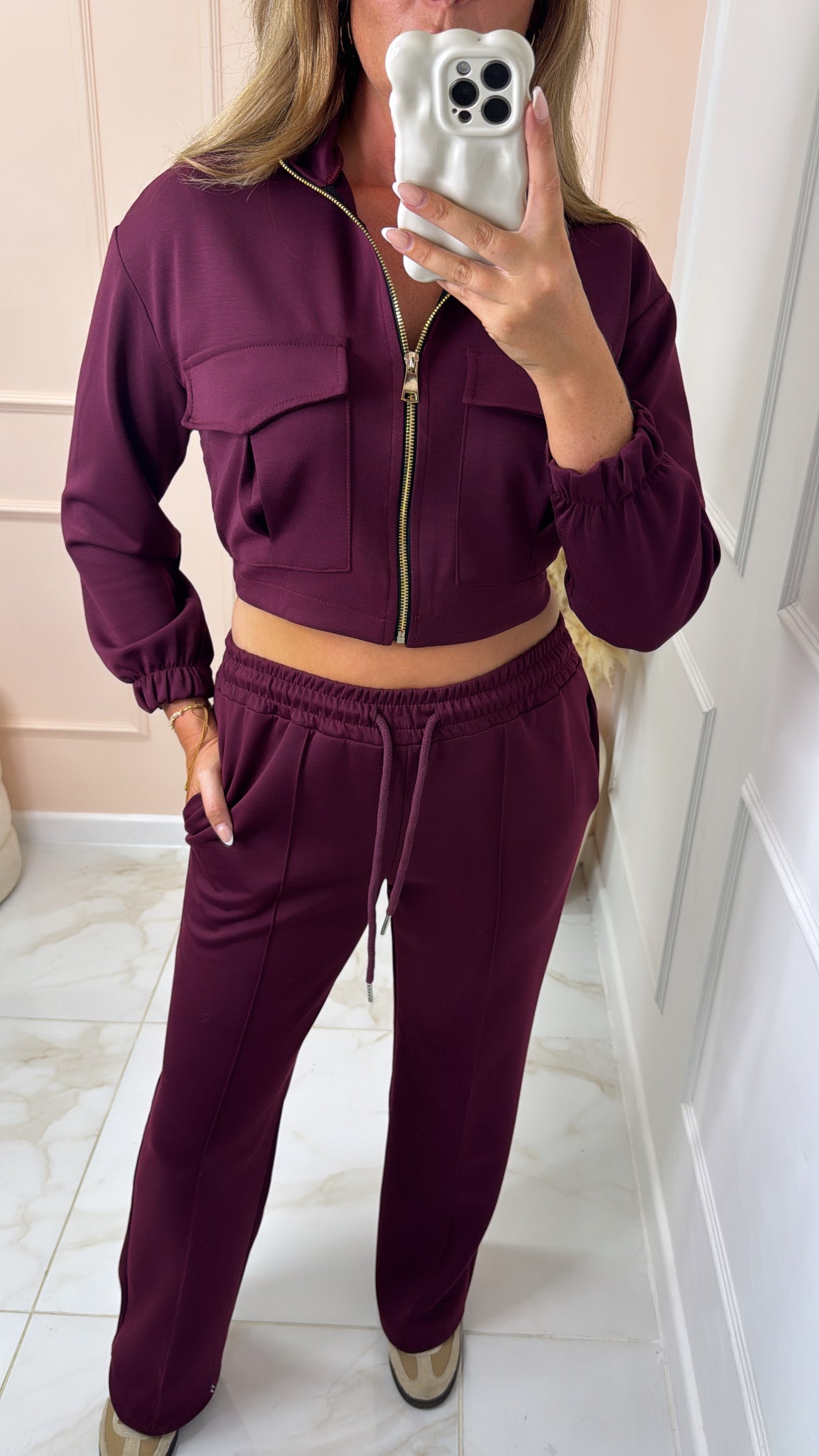 MIA wine zip up utility lounge set