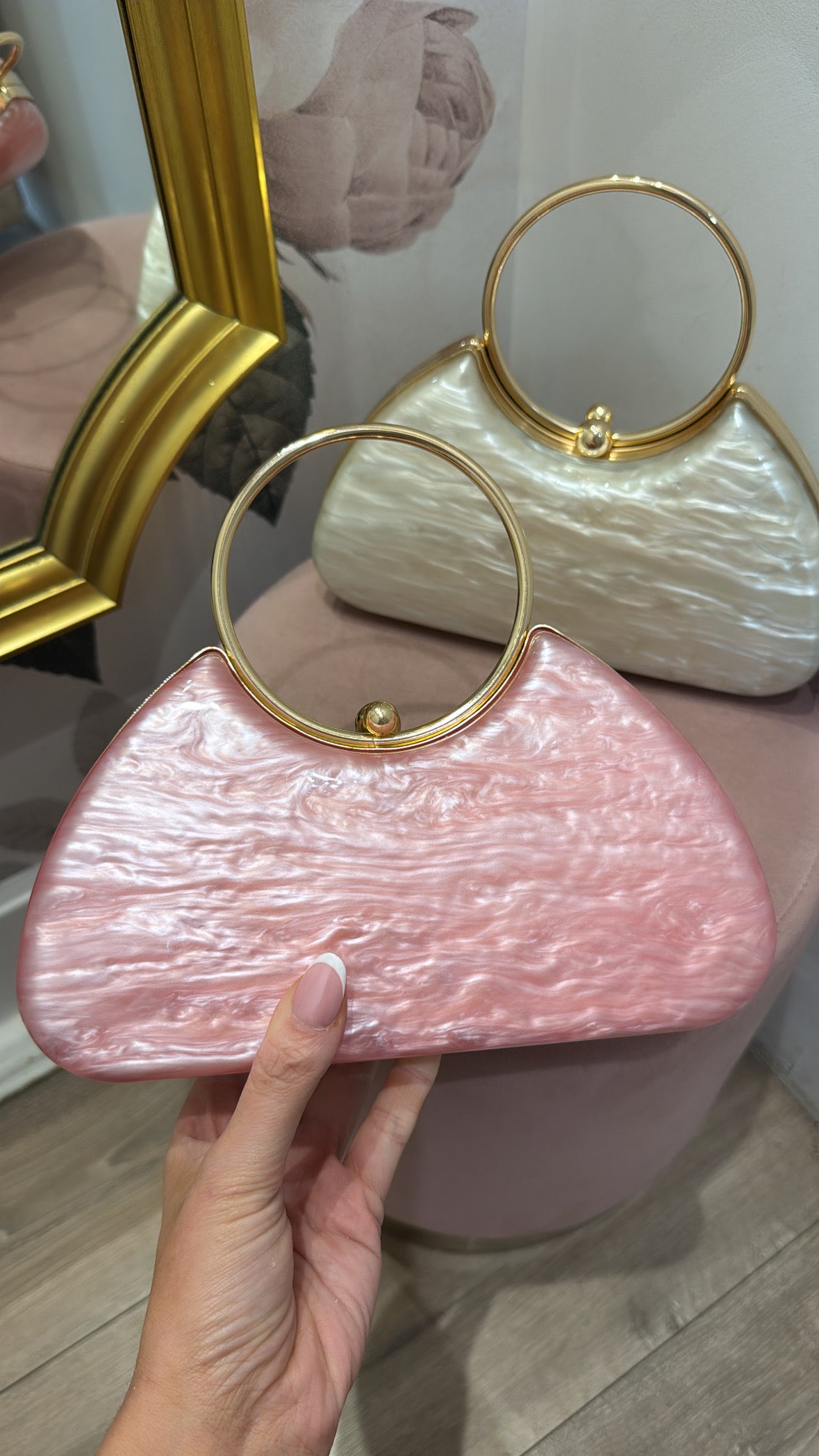 ROSIE pink resin look bag